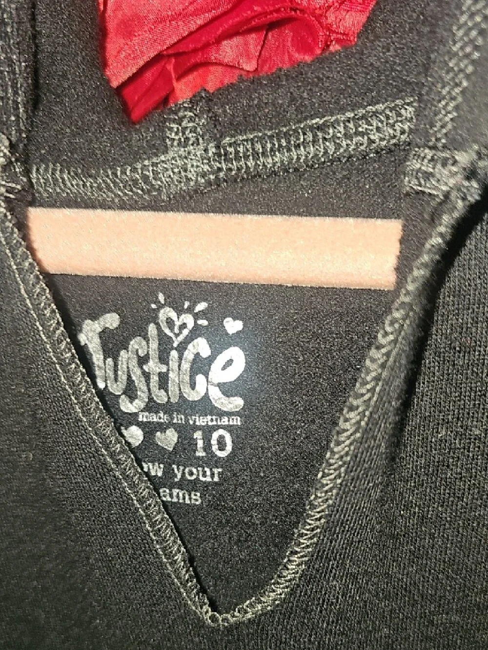 Justice Girls Black Fleece Lined Hoodie With Kangaroo Pocket Size 10